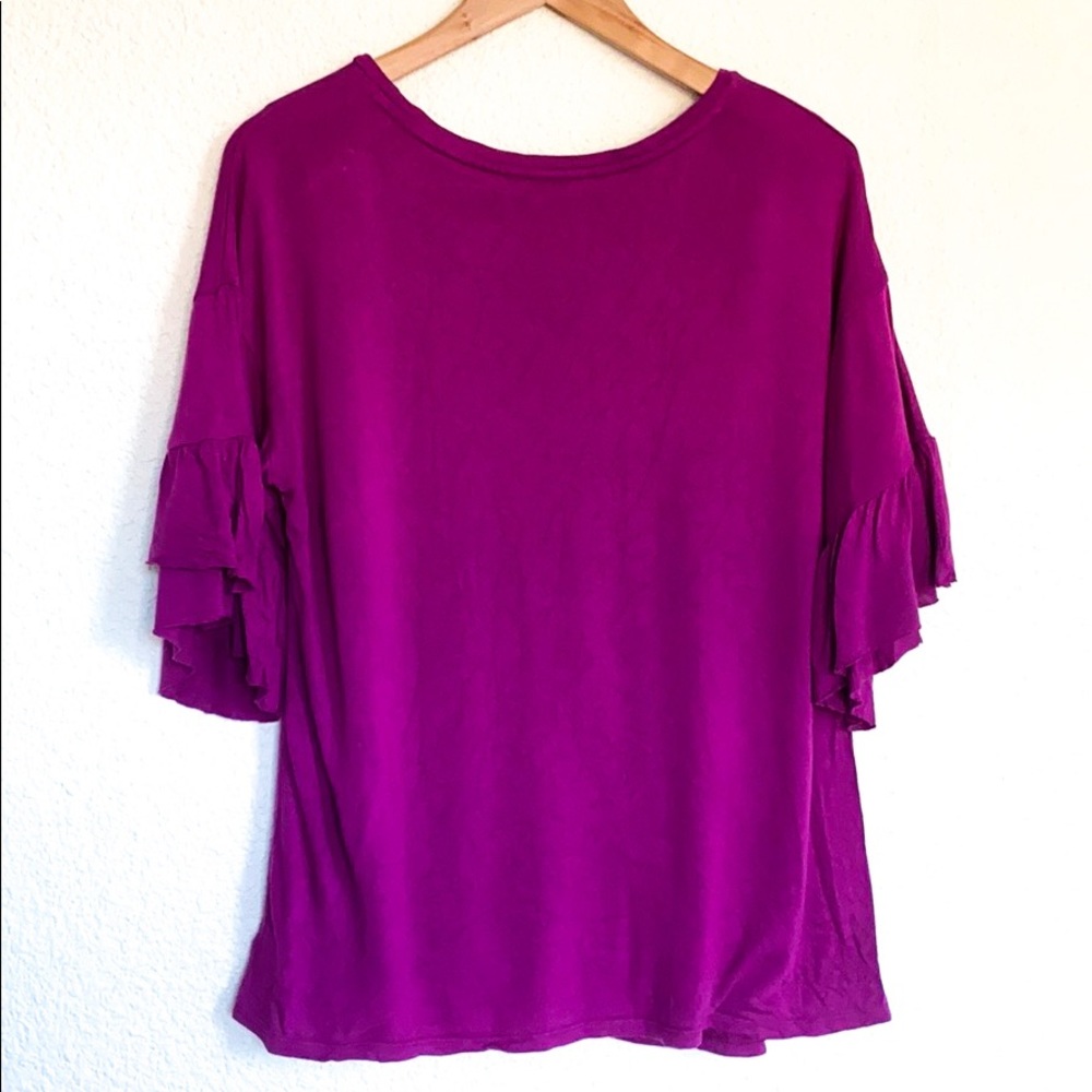 Kaari Blue Purple ruffle sleeve blouse - Picture 6 of 7